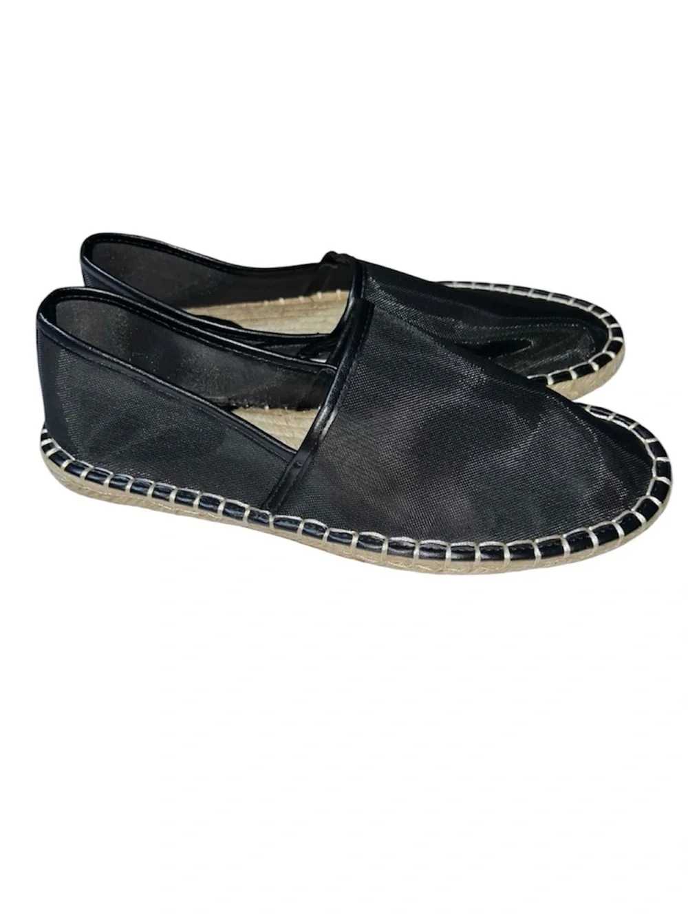 Zara Black Mesh Espadrille Slip-On Loafers